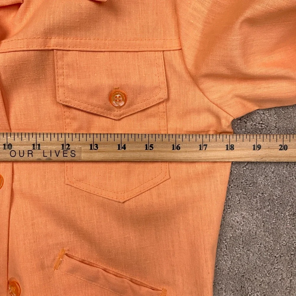 Vintage Pant Suit Women 7/8 Orange Bright Lightweight 70s Disco Summer Wide Leg‎